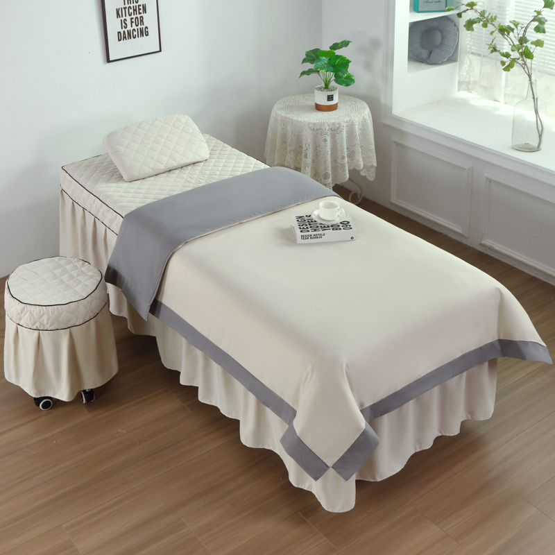 Spa Wellness Locations - 4 個ローズビューティーサロン寝具セットマッサージスパベッドカバーベッドカバー + 枕カバー + スツールカバー